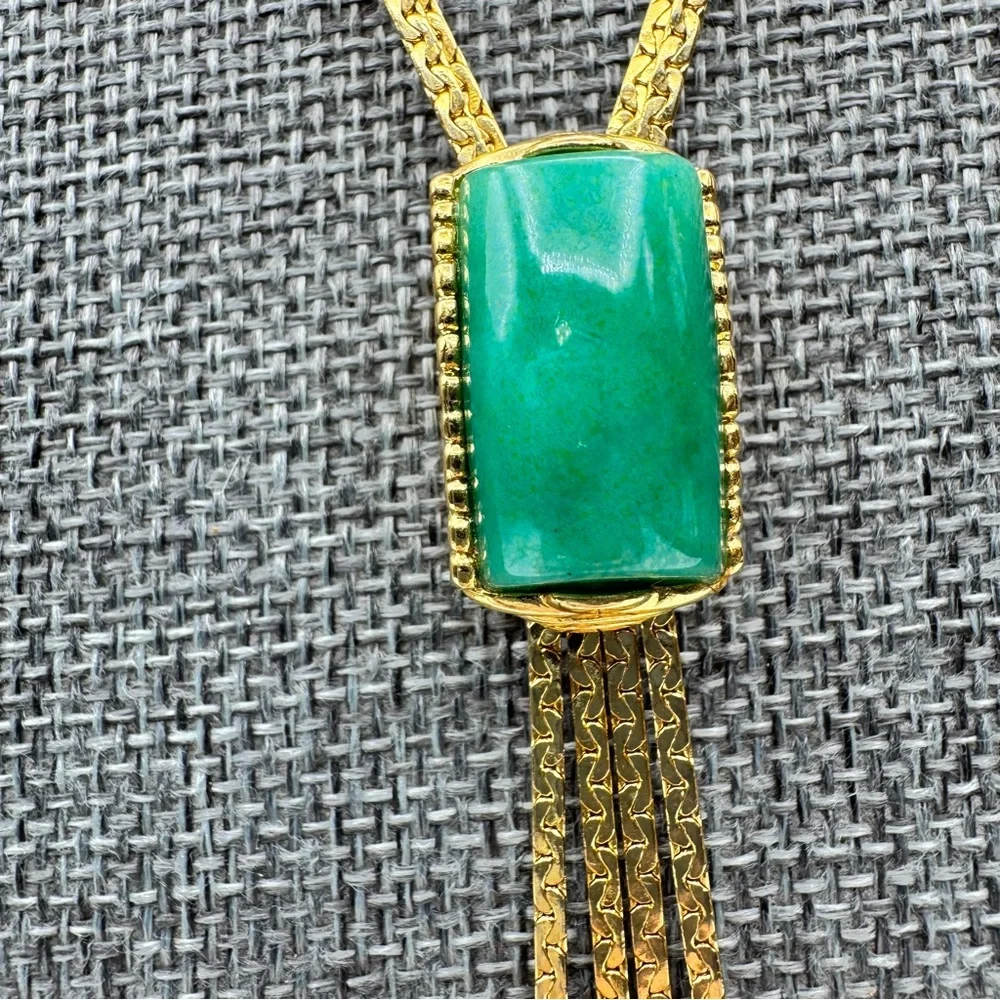 Vintage Green Glass Gold Plated Slide - Picture 6 of 14